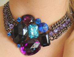 Purple (cardinal) Oval Rivoli/Margarita Necklace