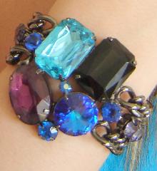 Purple (cardinal) Oval Rivoli/Margarita Bracelet Flat Push In