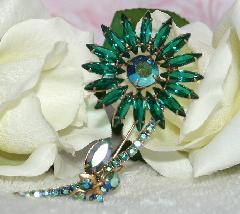 Green Navettes Brooch