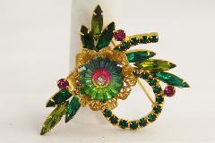 Green Navettes Rivoli/Margarita Brooch