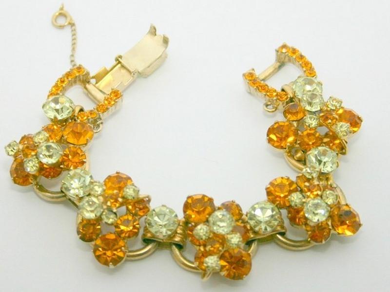 Front view of Multiple Colors Chatons Only Bracelet 5 Link