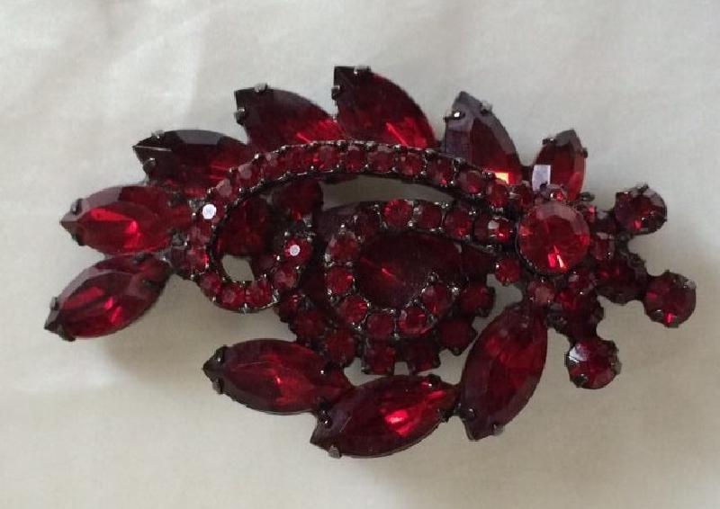 Front view of Red Pear Brooch