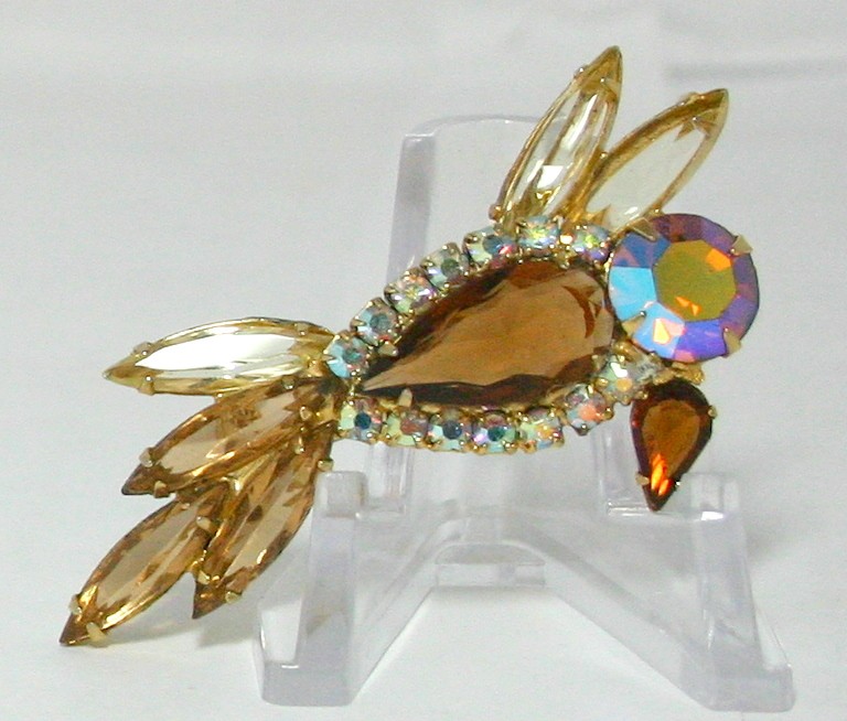 Front view of Topaz Pear Brooch