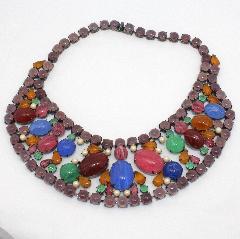 Multiple Colors Cabochons Striped Necklace