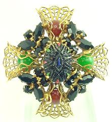 Multiple Colors Cabochons Molded/Cut Brooch