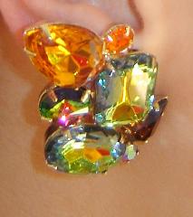 Topaz Oval Multi-Color/Shaded Earrings Clip