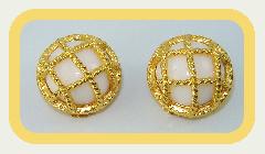 White (chalk Or Milk) Cabochons Plastic Earrings Clip