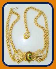 Topaz Cabochons Painted (hand/Transfer) Necklace