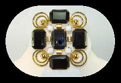 Black (jet) Emerald Cut Brooch
