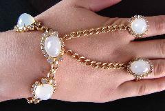 White (chalk Or Milk) Oval Plastic Bracelet Slave