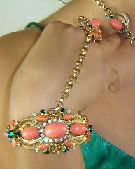 Orange Cabochons Plastic Bracelet Slave