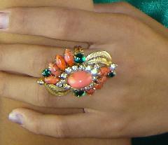 Orange Cabochons Plastic Rings