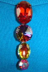 Multiple Colors Oval Rivoli/Margarita Brooch