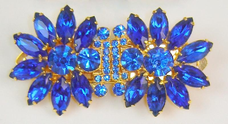 Front view of Blue Navettes Dress Clip
