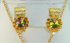 Green Chatons Only Rivoli/Margarita Earrings Clip