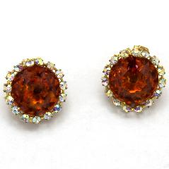 Topaz Framed Disks Earrings Clip