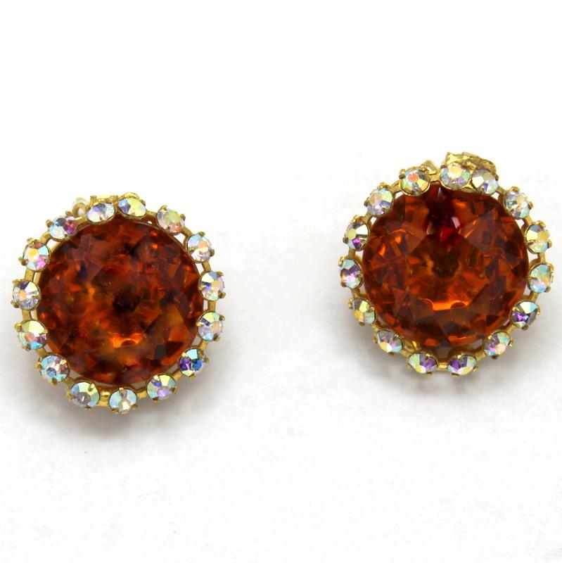 Front view of Topaz Framed Disks Earrings Clip