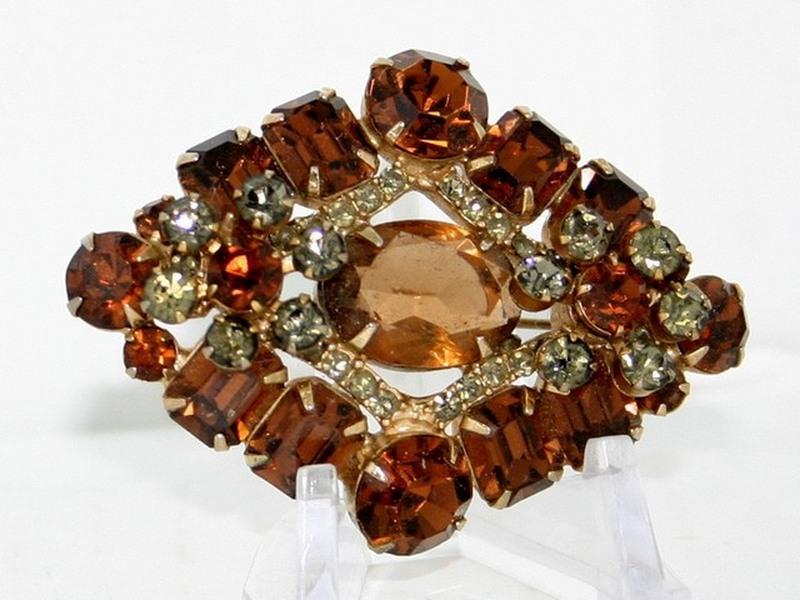 Front view of Topaz Emerald Cut Brooch