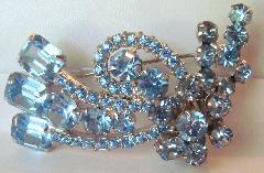 Blue Emerald Cut Brooch