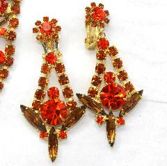 Orange Navettes Earrings Clip