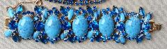 Blue Cabochons Spotted Bracelet 5 Link