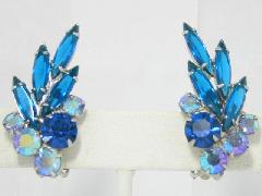 Blue Navettes Earrings Clip