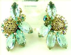 Blue Navettes Earrings Clip