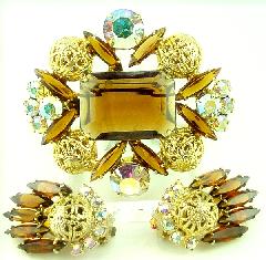 Topaz Emerald Cut Brooch