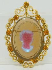 Topaz Oval Molded/Cut Pin Pendant
