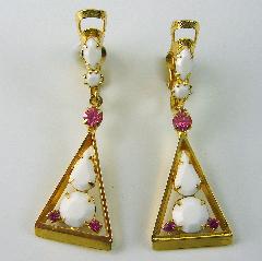 White (chalk Or Milk) Pear Earrings Pierced