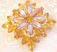 Yellow Navettes Molded/Cut Brooch