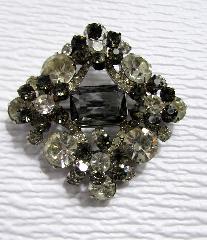 Gray (black Diamond) Emerald Cut Brooch