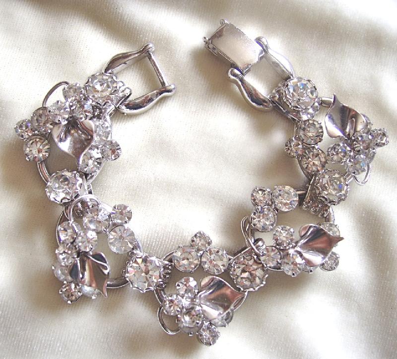 Front view of Clear Chatons Only Bracelet 5 Link
