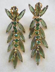 Green Navettes Earrings Clip