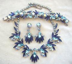Blue Navettes Earrings Clip