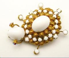 White (chalk Or Milk) Cabochons Plastic Brooch