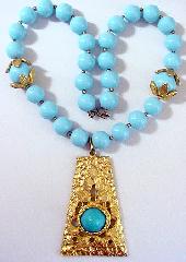 Blue Cabochons Plastic Necklace