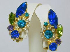 Blue Navettes Earrings Clip
