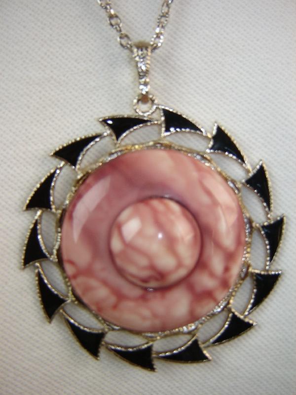 Front view of Pink Chatons Only Plastic Pendant