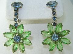 Green Navettes Earrings Clip