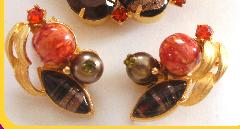 Fall Navettes Striped Earrings Clip