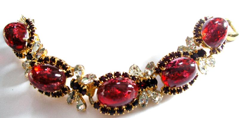 Front view of Red Cabochons Multi-Color/Shaded Bracelet 5 Link