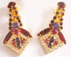 Red Navettes Earrings Clip