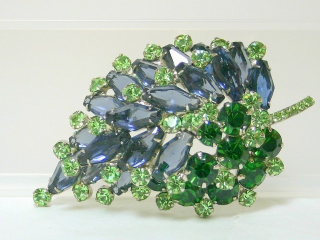 Front view of Blue Hexagon Brooch