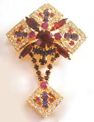 Red Navettes Brooch