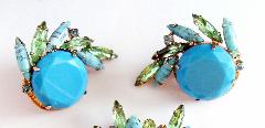 Turquoise Dentelle Spotted Earrings Clip
