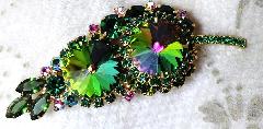 Green Navettes Rivoli/Margarita Brooch