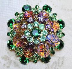 Green Cabochons Multi-Color/Shaded Brooch