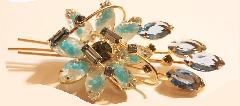 Blue Baguettes Molded/Cut Brooch