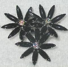 Black (jet) Navettes Brooch